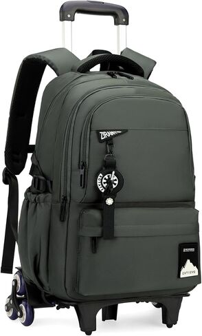 حقيبة ظهر بانسوسو للأطفال للمدرسة للأولاد، حقيبة مدرسية كلاسيكية للأولاد مزودة بـ 6 عجلات، باللون الأخضر العسكري in Kuwait