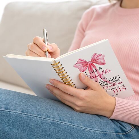 I Am A Daughter of The Most High King 160 Page White Lined Spiral Notebook, Pink Bow Hardcover Christian Notebook, 2 Corinthians 6:18 Bible Journal for Women, Religious Gifts for Lady Coworker in Kuwait