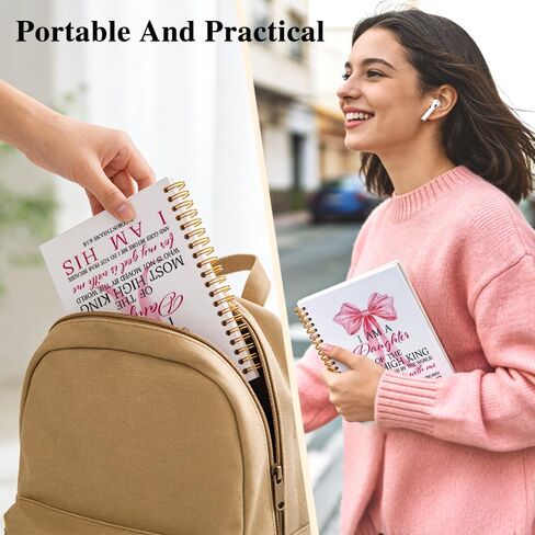 I Am A Daughter of The Most High King 160 Page White Lined Spiral Notebook, Pink Bow Hardcover Christian Notebook, 2 Corinthians 6:18 Bible Journal for Women, Religious Gifts for Lady Coworker in Kuwait