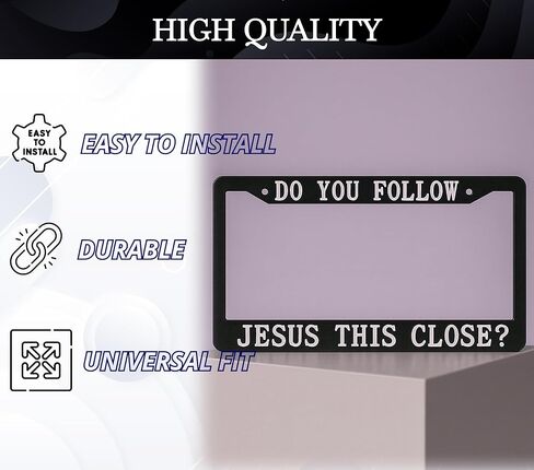 Personalized 6x12.25 Inch Car License Plate Frame with 2 Holes and Screws Do You Follow Jesus This Close? - Metal License Plate Frame Front Plates or Frames Car Frames for Women Men for US Standard in Kuwait