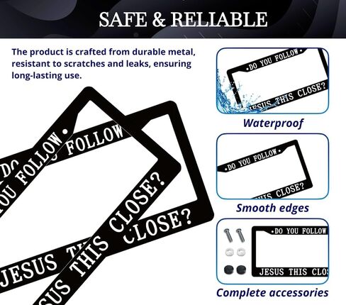 Personalized 6x12.25 Inch Car License Plate Frame with 2 Holes and Screws Do You Follow Jesus This Close? - Metal License Plate Frame Front Plates or Frames Car Frames for Women Men for US Standard in Kuwait