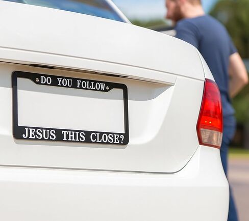 Personalized 6x12.25 Inch Car License Plate Frame with 2 Holes and Screws Do You Follow Jesus This Close? - Metal License Plate Frame Front Plates or Frames Car Frames for Women Men for US Standard in Kuwait