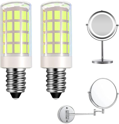 LED Makeup Mirror Bulb Replacement Mirror for Cosmetic Vanity Makeup Mirror with Single Double Sided Lighted Magnification,4W Equivalent to 40W Incandescent Bulb (2-Pack Daylight White) in Kuwait