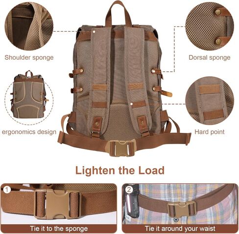 Waxed Canvas Leather Hiking Travel Waterproof Backpack for College Weekend Travel Fit 15in laptops in Kuwait