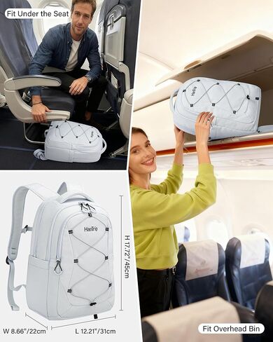 Travel Laptop Backpack for Women Men, Large Work Backpack for Commuter College School Book Bags, Reflective Water Resistant Backpack with Luggage Strap Bottle Pocket Chest Strap, Glacier White in Kuwait