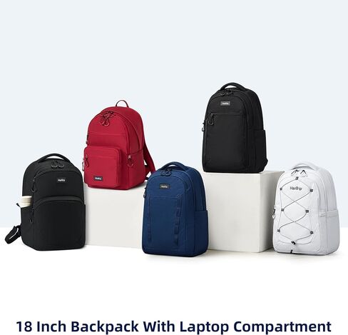 Travel Laptop Backpack for Women Men, Large Work Backpack for Commuter College School Book Bags, Reflective Water Resistant Backpack with Luggage Strap Bottle Pocket Chest Strap, Glacier White in Kuwait