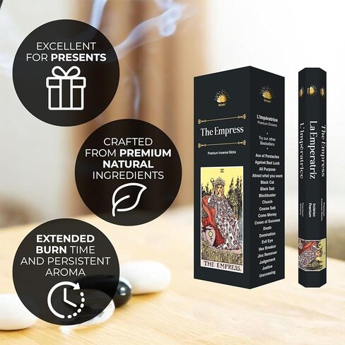 The Empress Hexa Premium Incense Sticks Tarot-Inspired Hexa Premium Incense Sticks – Abundance, Creativity, and self-Love, Manifestation Rituals, Handcrafted in India, Pack of 6, 20 Sticks per Pack. in Saudi Arabia
