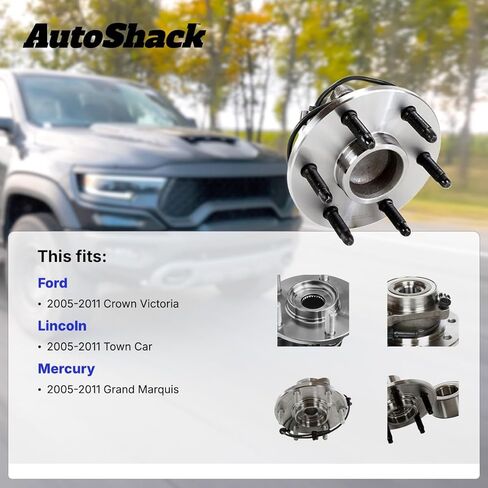 AutoShack Front Wheel Hub Bearing Assemblies Left & Right with ABS Replacement for 2005-2011 Ford Crown Victoria 2005-2011 Mercury Grand Marquis 2005-2011 Lincoln Town Car 2-PC Set in Saudi Arabia
