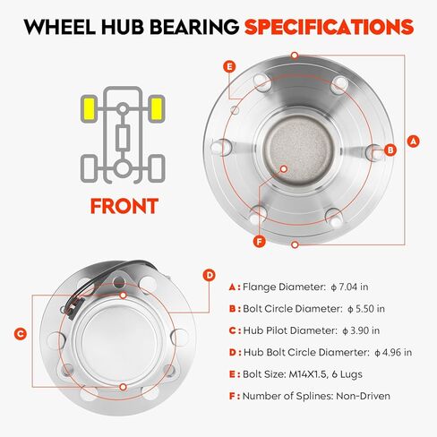 2WD محور العجلة الأمامية تحمل الجمعية لكاديلاك إسكاليد لشيفي تاهو/سيلفرادو 1500/أفالانش/الضواحي 1500 لجي إم سي يوكون سييرا 1500 6 العروة ث/ABS يستبدل 515097 2 قطعة in Kuwait