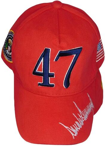 47 Signature Donald J Trump Presidential Seal USA Red Cotton Embroidered Cap Hat in Saudi Arabia