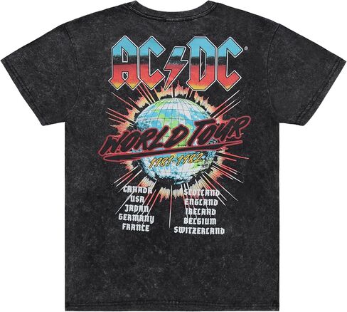 قميص روك كلاسيكي للرجال من AC/DC - تي شيرت مصبوغ بصبغة التعادل من Malcolm and Angus Young Vintage Tour Merch in Saudi Arabia