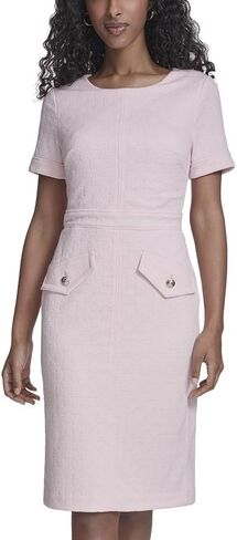 Tommy Hilfiger Women's Short Sleeve Round Neck Novelty Button Tweed Mini Sheath Dress in Saudi Arabia