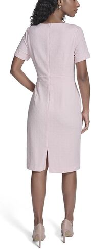 Tommy Hilfiger Women's Short Sleeve Round Neck Novelty Button Tweed Mini Sheath Dress in Saudi Arabia