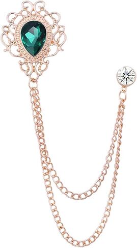 Gem Brooch Lapel Pin Chain for Men Suit Tassel Collar Chains for Shirts Badge Hanging Chains Tuxedo Accessories Colorful Hat Scarf Tie Pins for Women Men Father's Day Gift in Kuwait