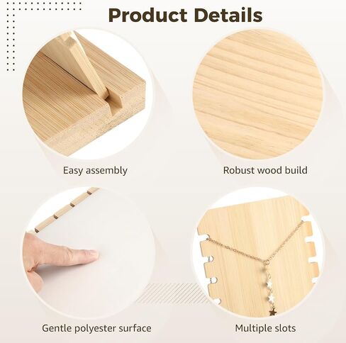 4PCS Necklace Display Stand, Wood Jewelry Display with Ring Display Box, Necklace Display Storage Jewelry Display Storage Set for Vendors Jewelry Shop Dressing Table in Kuwait