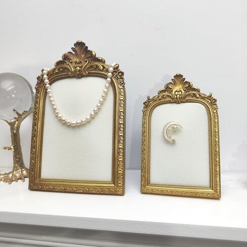 Baroque Jewelry Display Tray, Gold Frame Organizer with Velvet Backing, Necklace Earring Holder, 2 Pieces,home decor (WHITE) in Saudi Arabia