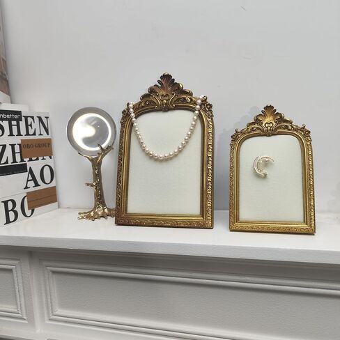 Baroque Jewelry Display Tray, Gold Frame Organizer with Velvet Backing, Necklace Earring Holder, 2 Pieces,home decor (WHITE) in Saudi Arabia