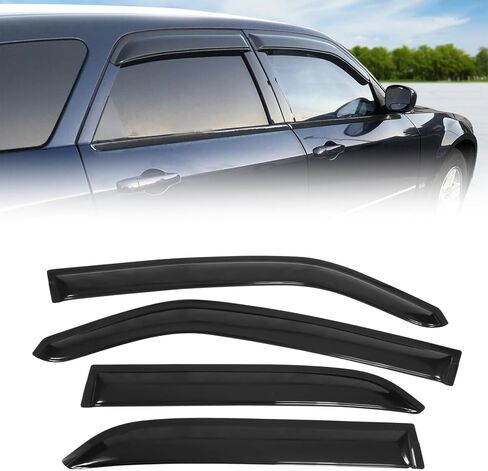 FREEMOTOR802 Tape-on Window Deflectors Fits 2005-2010 Chrysler 300 & 2005-2008 Dodge Magnum, Rain Guards Side Window Visors Wind Deflectors Vent Visors Slim Style Smoke Tinted Acrylic 4PCS in Saudi Arabia