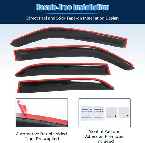FREEMOTOR802 Tape-on Window Deflectors Fits 2005-2010 Chrysler 300 & 2005-2008 Dodge Magnum, Rain Guards Side Window Visors Wind Deflectors Vent Visors Slim Style Smoke Tinted Acrylic 4PCS in Saudi Arabia