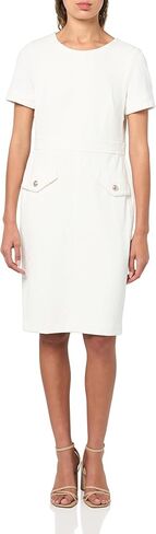 Tommy Hilfiger Women's Short Sleeve Round Neck Novelty Button Tweed Mini Sheath Dress in Saudi Arabia