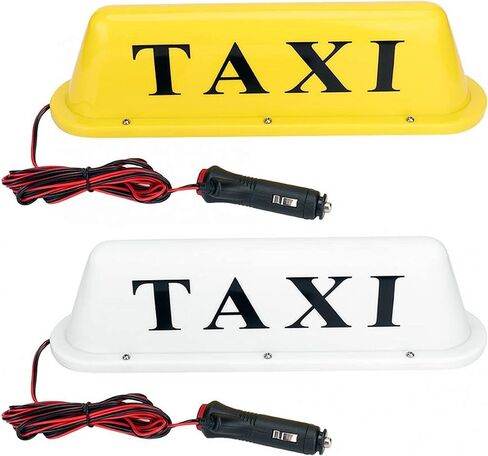 12V LED Magnetic Taxi Light Waterproof LED Roof Sign Taxi Dome Light with 3 Meter Power Plug Line (LED Colour: White, Shell Color:Yellow) in Saudi Arabia