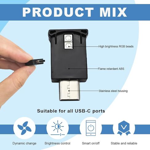 2PCS USB LED Car Atmosphere Lamp, 8 Color Plug In RGB USB Night Light for Car Interior Decoration, Mini Portable Adjustable Bright LED Ambient Lamp Universal for Most Vehicles in Kuwait