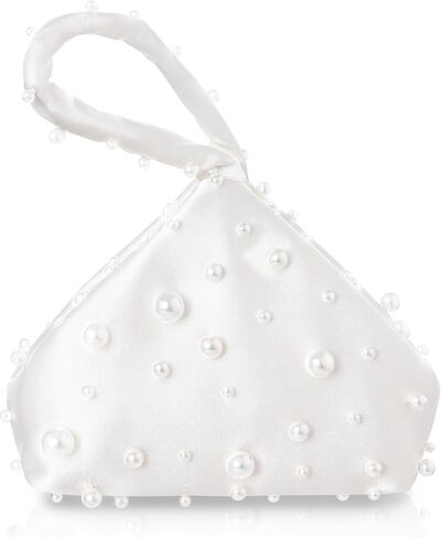 BABEYOND Clutch Purses for Women - Satin Evening Bag Triangle Purse Pearl Handbag for Wedding Prom Party in Kuwait