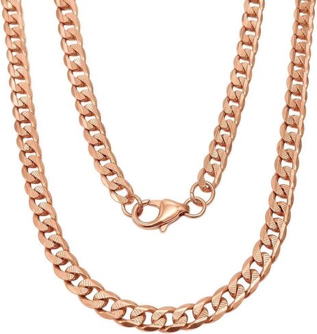 Pure Copper Textured Curb Chain Necklace, Solid Copper Statement Jewelry Set Gift for Women & Men (16-26 Inch) in Kuwait