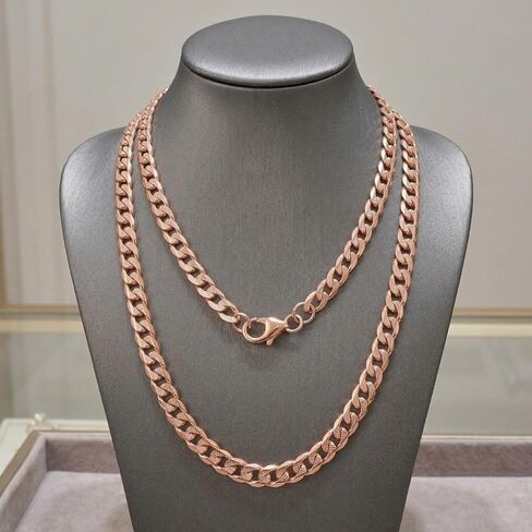 Pure Copper Textured Curb Chain Necklace, Solid Copper Statement Jewelry Set Gift for Women & Men (16-26 Inch) in Kuwait
