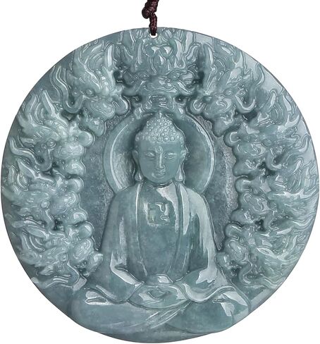 Real Green Jade Dragon Pendant Necklace for Men Women Vairocana Buddha Protection Genuine Certified Jadeite Jewelry Zodiac Nine Dragons Amulet in Saudi Arabia
