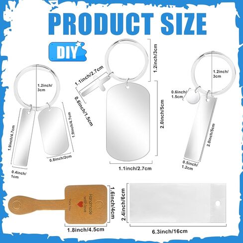 42 Pcs Engravable Metal Keychain Blanks 3 Styles, Round Blanks Key Rings with 45 Pcs Tags and 45 Pcs Packaging Bags, for Laser Engraving DIY Employee Birthday Gift in Kuwait