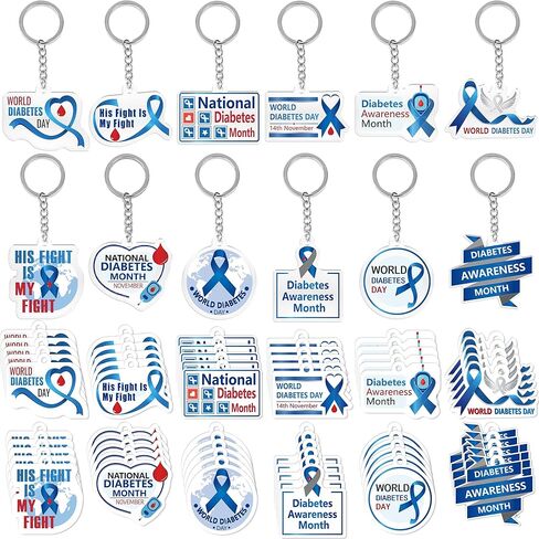 Moon Boat 60pcs Diabetes Awareness Keychain – Bulk Accessories for World Diabetes Day Gifts in Saudi Arabia