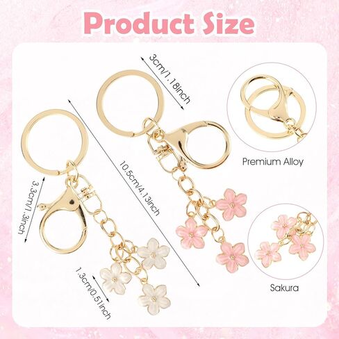 Ouligay 2 قطعة زهرة المفاتيح الوردي سلسلة المفاتيح للنساء مع مشبك جراد البحر سلاسل المفاتيح زهرة لطيف حقيبة قلادة الديكور (الوردي والأبيض) in Kuwait