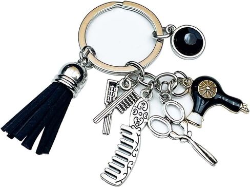 Hair Stylist Gifts Hairdresser Gifts For Women Hairstylist Must Haves Keychain Cosmetology Comb Scissors Charm Jewelry in Saudi Arabia