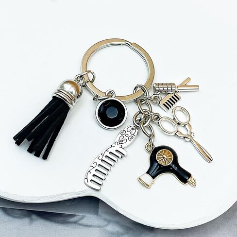 Hair Stylist Gifts Hairdresser Gifts For Women Hairstylist Must Haves Keychain Cosmetology Comb Scissors Charm Jewelry in Saudi Arabia