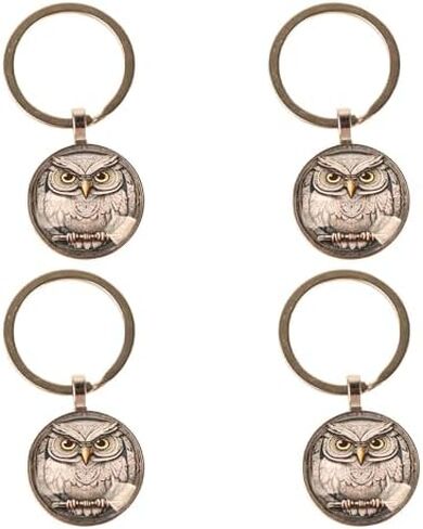 4 Pcs Charming Owl Alloy Key Chain Set - Time Gem Design Bag Pendant for Birthday, Anniversary, Valentine's Day, Friends Accessories in Kuwait