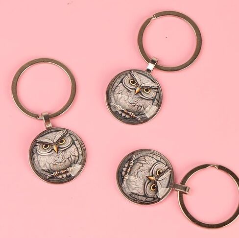 4 Pcs Charming Owl Alloy Key Chain Set - Time Gem Design Bag Pendant for Birthday, Anniversary, Valentine's Day, Friends Accessories in Kuwait