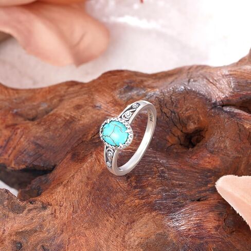 Genuine Turquoise Ring for Women 925 Sterling Silver Western Ring Vintage Boho Western Nature Gemstone Genuine Turquoise Jewelry for Women in Kuwait
