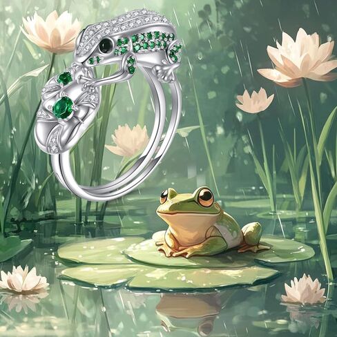 Frog Ring 925 Sterling Silver 3D Frog Ring for Women Frog Jewelry Gifts for Frog Lover in Kuwait