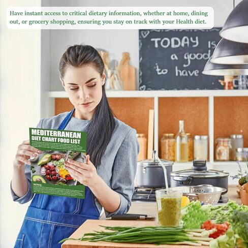 Mediterranean Diet Chart Food List, Mediterranean Ingredient Meal Plan, Printed Cookbooks, Serving Sizes Calories Net Carbs, Weight Loss Diet, Diabetes-Friendly, Heart Healthy, Easy Recipes for Beginners, Set of 3 in Kuwait