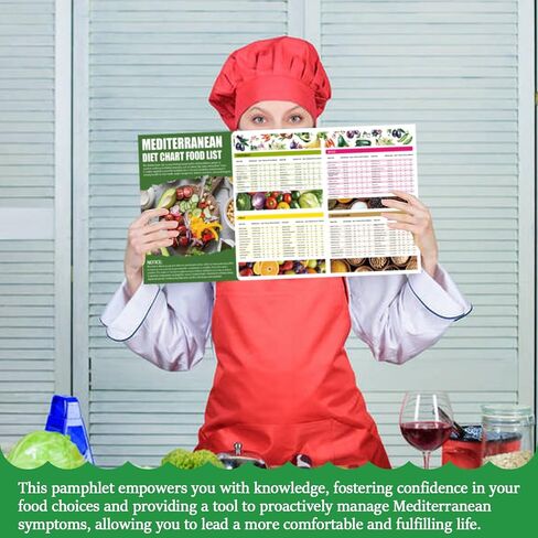 Mediterranean Diet Chart Food List, Mediterranean Ingredient Meal Plan, Printed Cookbooks, Serving Sizes Calories Net Carbs, Weight Loss Diet, Diabetes-Friendly, Heart Healthy, Easy Recipes for Beginners, Set of 3 in Kuwait