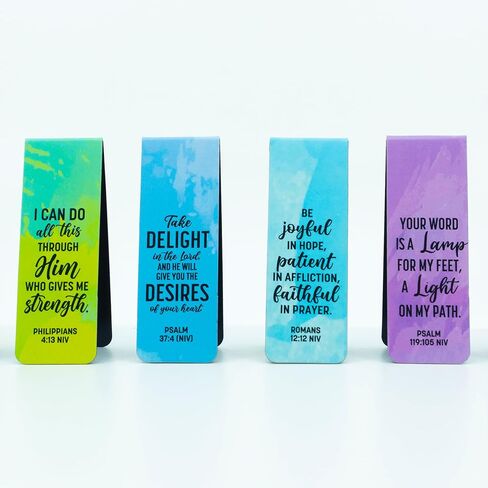 Decorably 8 Pack 0.8x2.3in Bible Verse Christian Magnetic Bookmarks for Women or Men, 8 Watercolor Motivational Designs Prayer Page Clips for Women & Men - Study, Devotional, Journaling, Reading, Gift in Saudi Arabia