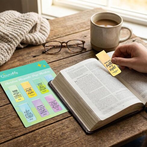 Decorably 8 Pack 0.8x2.3in Bible Verse Christian Magnetic Bookmarks for Women or Men, 8 Watercolor Motivational Designs Prayer Page Clips for Women & Men - Study, Devotional, Journaling, Reading, Gift in Saudi Arabia