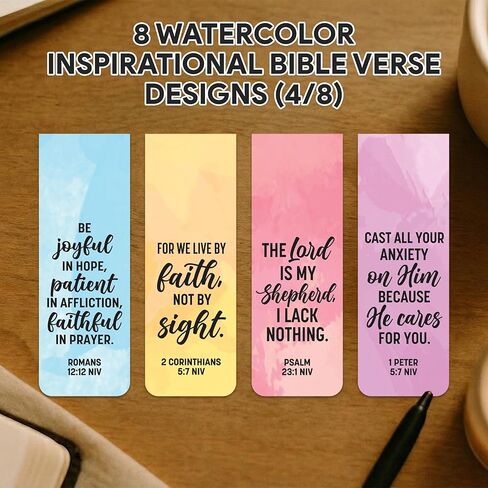 Decorably 8 Pack 0.8x2.3in Bible Verse Christian Magnetic Bookmarks for Women or Men, 8 Watercolor Motivational Designs Prayer Page Clips for Women & Men - Study, Devotional, Journaling, Reading, Gift in Saudi Arabia