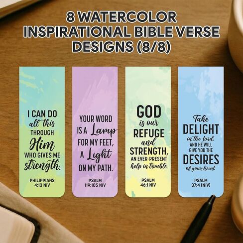 Decorably 8 Pack 0.8x2.3in Bible Verse Christian Magnetic Bookmarks for Women or Men, 8 Watercolor Motivational Designs Prayer Page Clips for Women & Men - Study, Devotional, Journaling, Reading, Gift in Saudi Arabia