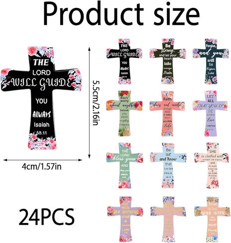 24 قطعة من الإشارات المرجعية المغناطيسية مقاس 2.16 بوصة، إشارات مرجعية مغناطيسية متقاطعة مسيحية، هدايا دينية للنساء، ملحقات دراسة الكتاب المقدس، مع مغناطيس قوي in Kuwait