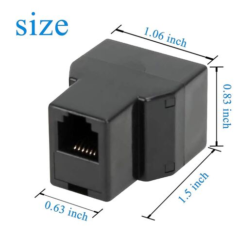 RJ12 6P6C 1 أنثى إلى 2 أنثى خط الهاتف، موصل مقبس مزدوج وفاصل للهاتف الأرضي، جهاز الفاكس، المودم، اتصالات ADSL وDSL (4، أسود) in Kuwait