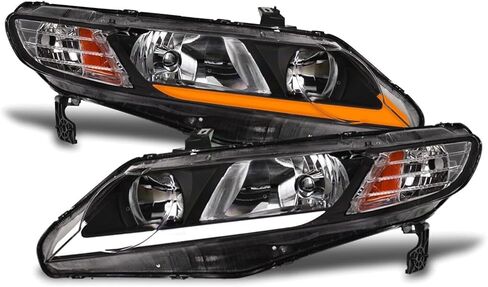 Topline Switchback يناسب المصابيح الأمامية الشريطية Blk غطاء أسود مع عاكس كهرماني شفاف تكنولوجيا الإضاءة 33101SNCA01 CIV064DLSQ Tf22Cssslshb20062011 in Kuwait