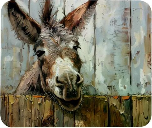 Comfortable Mouse Pad Farmhouse Funny Donkey on Wooden Desktop Mousepad, 8.3 x 9.8 in Mouse Mat, Non-Slip Rubber Base, Improves Speed and Precision in Saudi Arabia