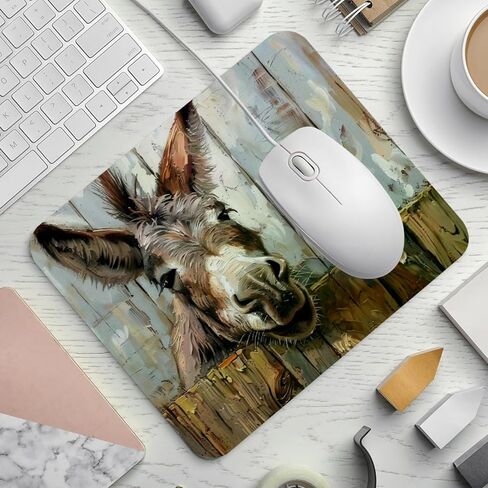 Comfortable Mouse Pad Farmhouse Funny Donkey on Wooden Desktop Mousepad, 8.3 x 9.8 in Mouse Mat, Non-Slip Rubber Base, Improves Speed and Precision in Saudi Arabia